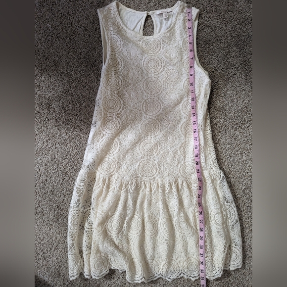 Ella Moss Cream Floral Embroidered Tank Babydoll Dress Size Medium - Picture 13 of 14